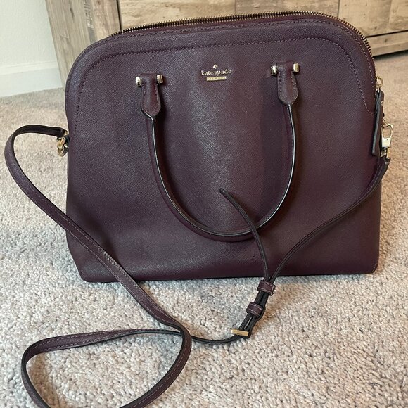 Kate Spade Darcy Small Top Zip Satchel Crossbody | Burgundy - Picture 1 of 6